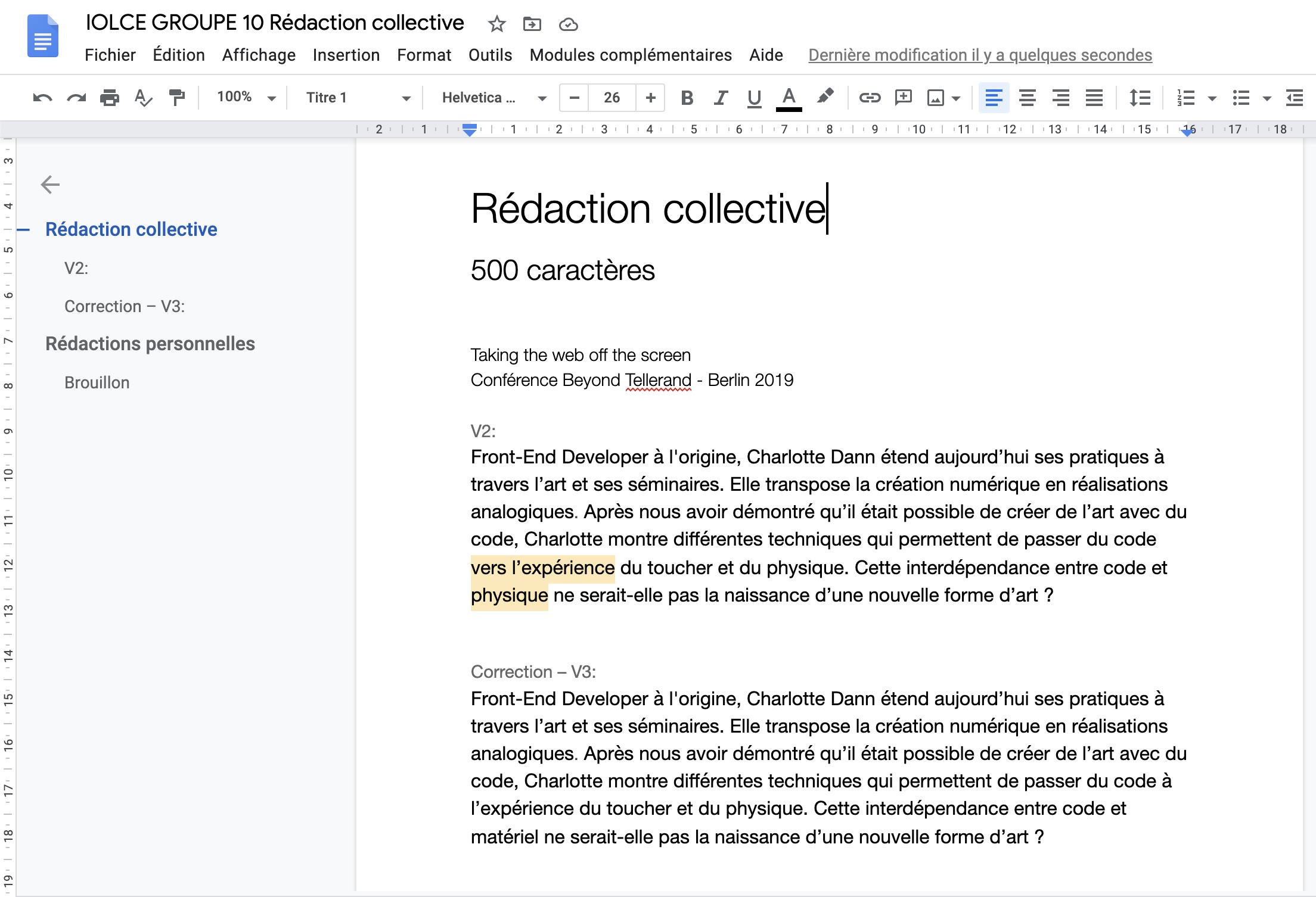 Rédaction du résumé collectif